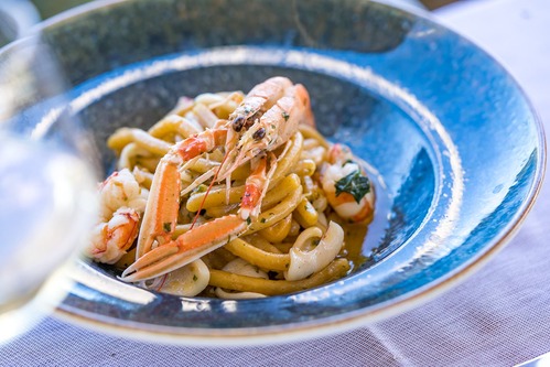 passatelli ai crostacei, calamari e datterini gialli del Ristorante Sirena 